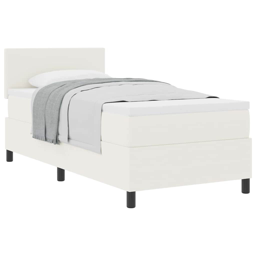 Letto a molle Crema e Bianco 90 x 190 cm Tessuto in Cords