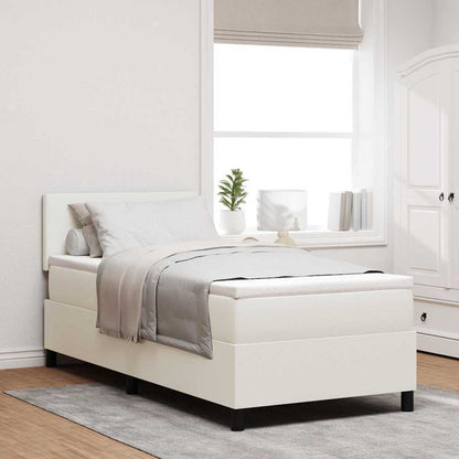 Letto a molle Crema e Bianco 90 x 200 cm Tessuto in Cords