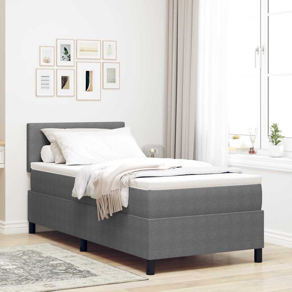 Letto a molle con testiera Grigio chiaro e bianco 100 x 200 cm