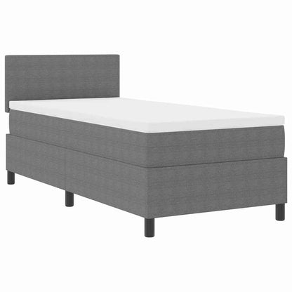 Letto a molle con testiera Grigio chiaro e bianco 100 x 200 cm