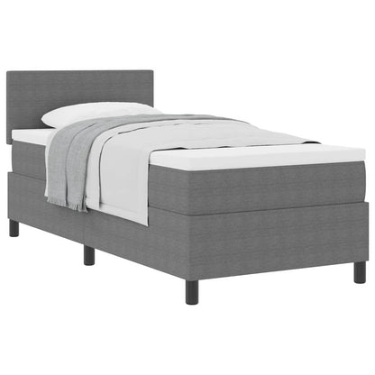 Letto a molle con testiera Grigio chiaro e bianco 100 x 200 cm