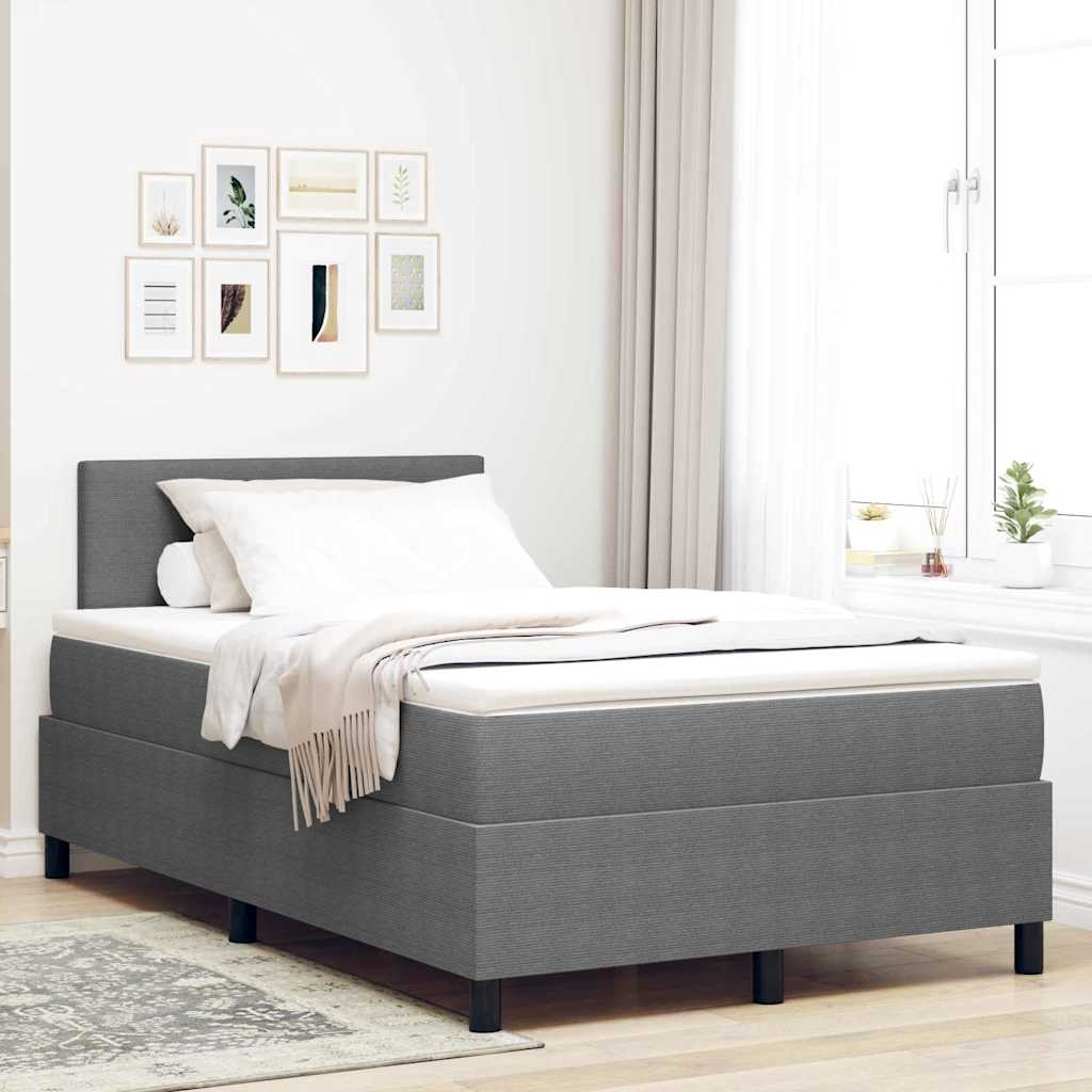 Letto a molle con testiera Grigio chiaro e bianco 120 x 190 cm