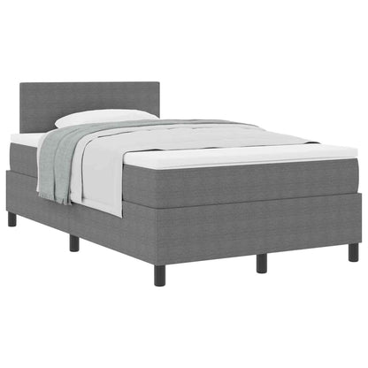 Letto a molle con testiera Grigio chiaro e bianco 120 x 190 cm