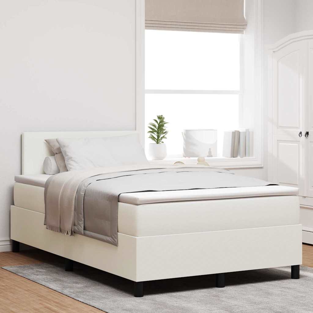 Letto a molle Crema e Bianco 120 x 190 cm Tessuto in Cords