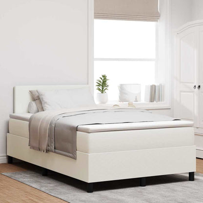 Letto a molle Crema e Bianco 120 x 200 cm Tessuto in Cords