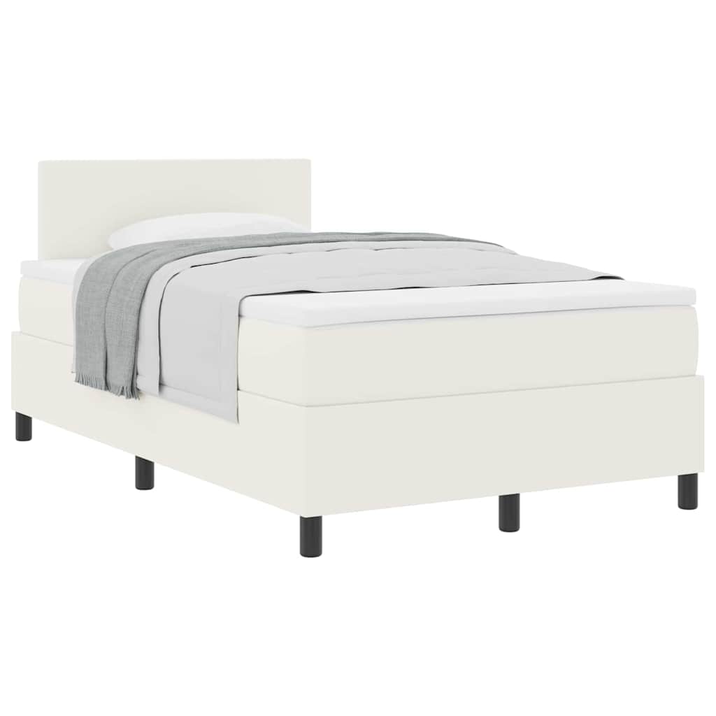 Letto a molle Crema e Bianco 120 x 200 cm Tessuto in Cords