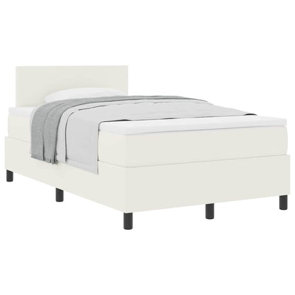 Letto a molle Crema e Bianco 120 x 200 cm Tessuto in Cords