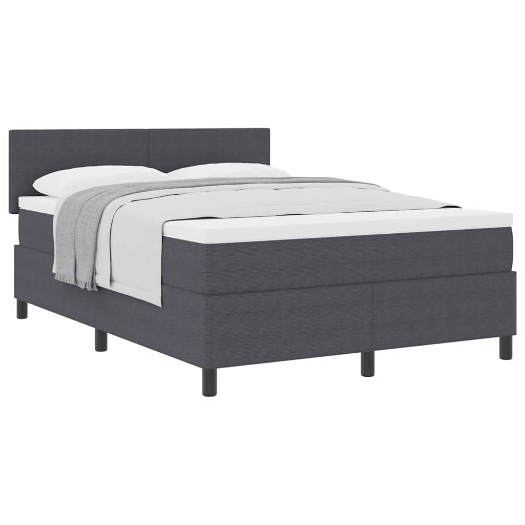 Letto a molle con testiera Grigio Scuro e Bianco 140 x 190 cm