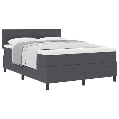 Letto a molle con testiera Grigio Scuro e Bianco 140 x 190 cm