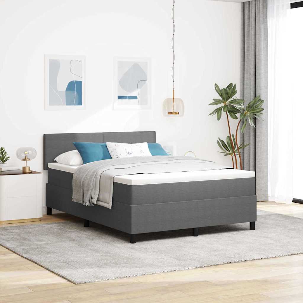 Letto a molle con testiera Grigio chiaro e bianco 140 x 200 cm
