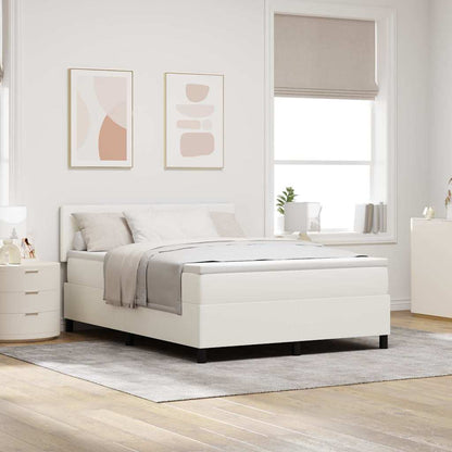 Letto a molle Crema e Bianco 140 x 200 cm Tessuto in Cords