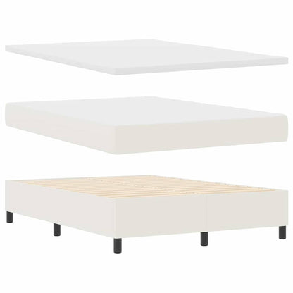Letto a molle Crema e Bianco 140 x 200 cm Tessuto in Cords