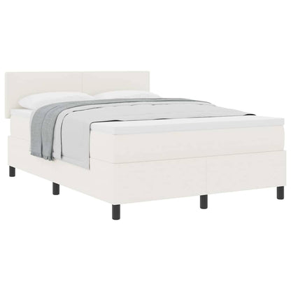 Letto a molle Crema e Bianco 140 x 200 cm Tessuto in Cords