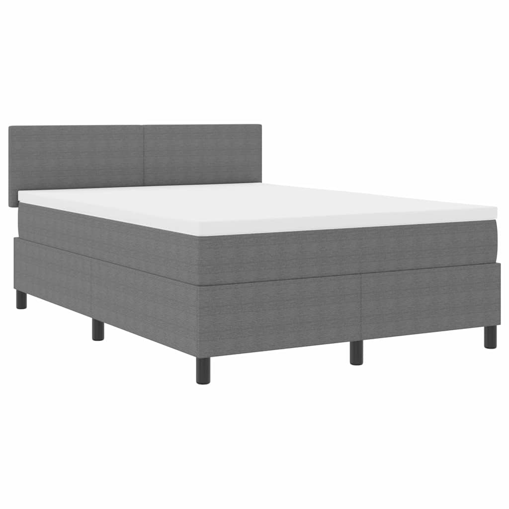 Letto a molle con testiera Grigio chiaro e bianco 160 x 200 cm