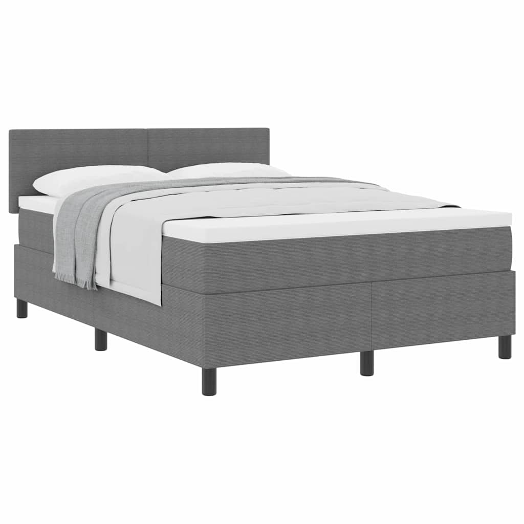 Letto a molle con testiera Grigio chiaro e bianco 160 x 200 cm