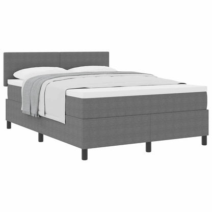 Letto a molle con testiera Grigio chiaro e bianco 160 x 200 cm