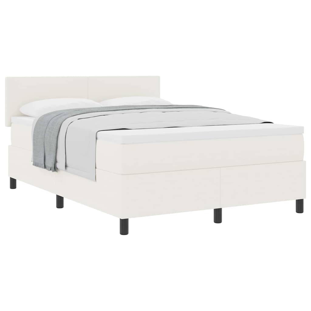 Letto a molle Crema e Bianco 160 x 200 cm Tessuto in Cords