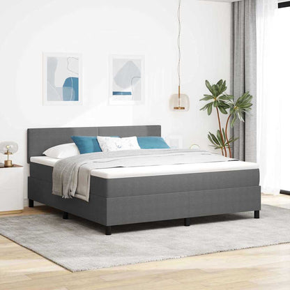 Letto a molle con testiera Grigio chiaro e bianco 180 x 200 cm