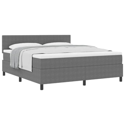 Letto a molle con testiera Grigio chiaro e bianco 180 x 200 cm