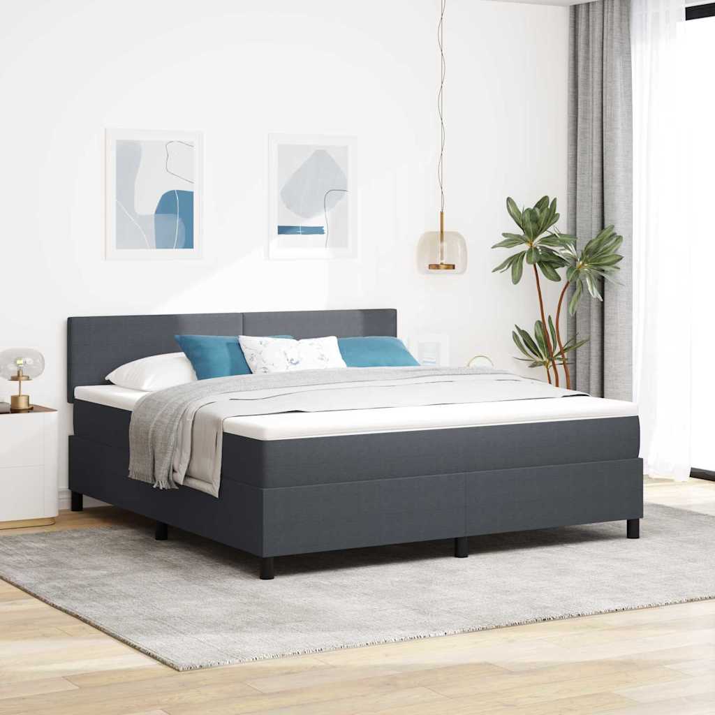 Letto a molle con testiera Grigio Scuro e Bianco 180 x 200 cm