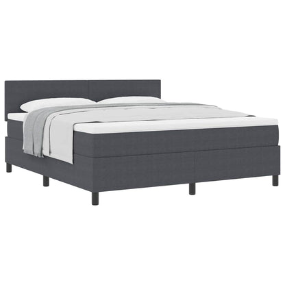 Letto a molle con testiera Grigio Scuro e Bianco 180 x 200 cm