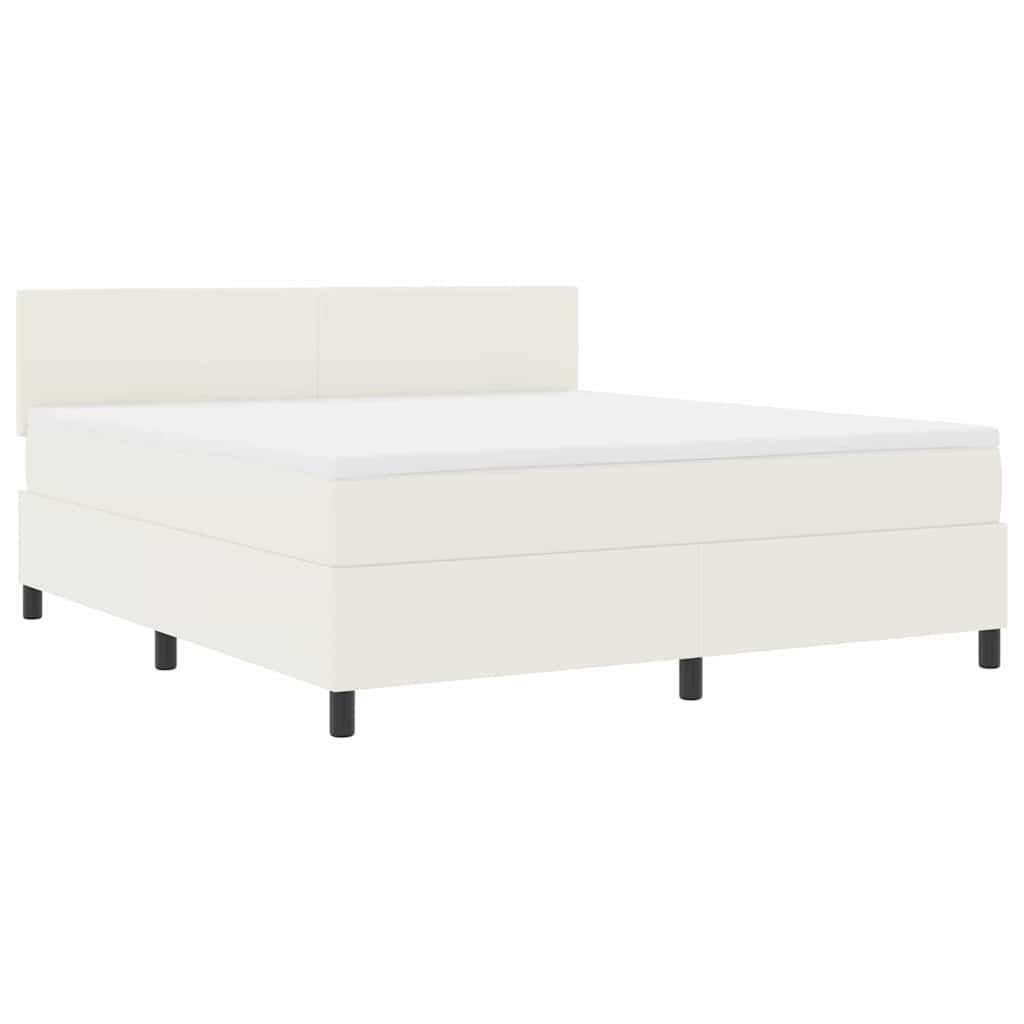 Letto a molle Crema e Bianco 180 x 200 cm Tessuto in Cords