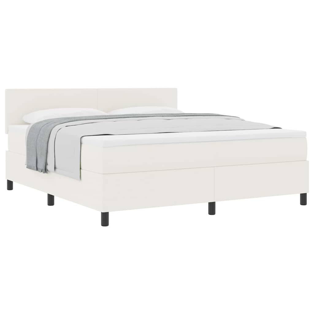 Letto a molle Crema e Bianco 180 x 200 cm Tessuto in Cords
