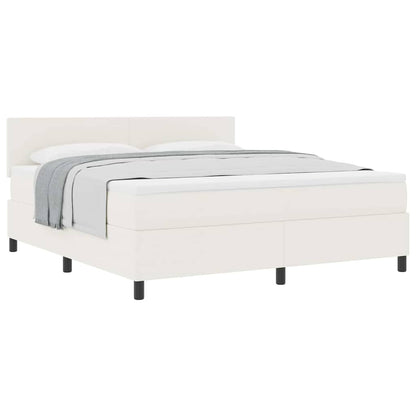 Letto a molle Crema e Bianco 180 x 200 cm Tessuto in Cords