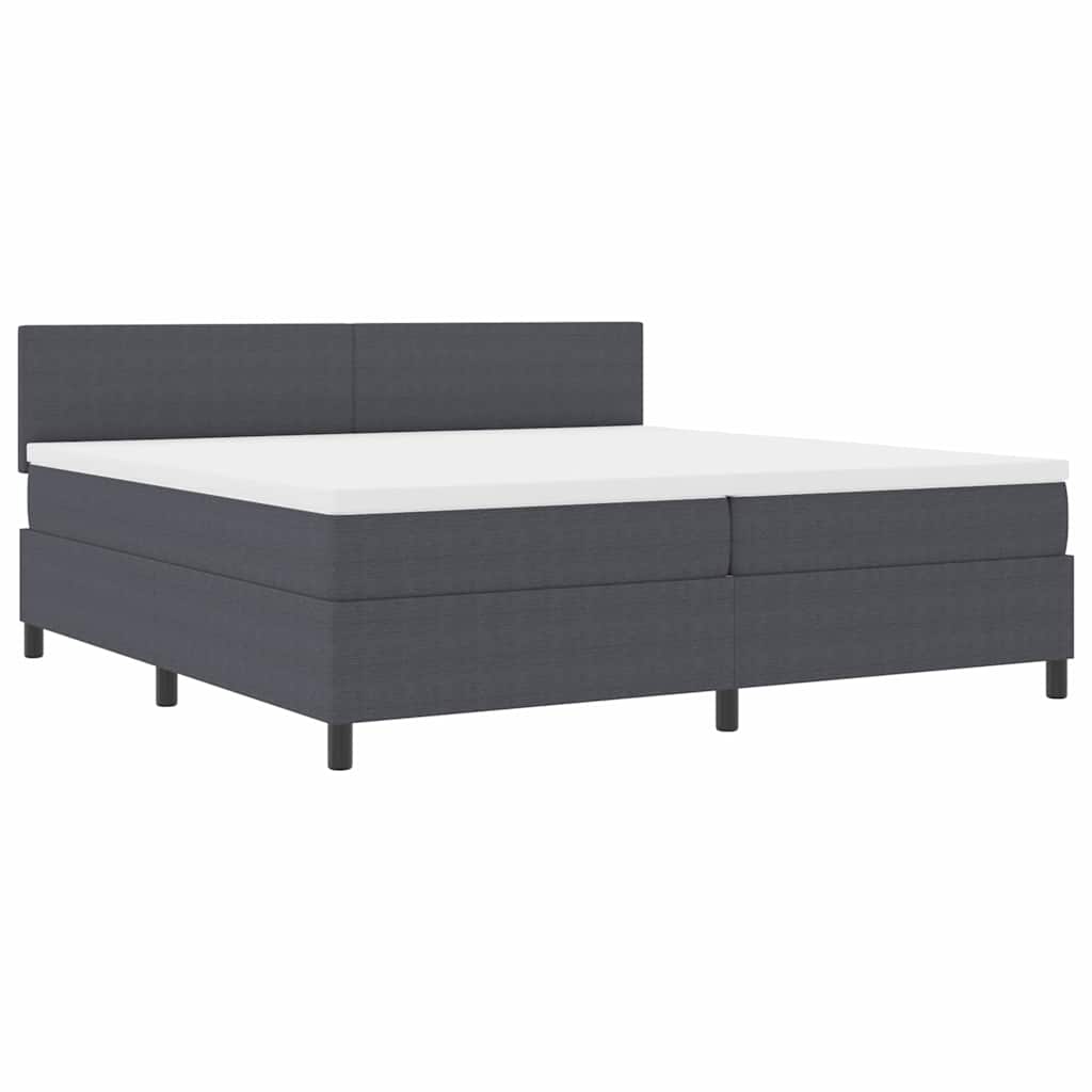 Letto a molle con testiera Grigio Scuro e Bianco 200 x 200 cm
