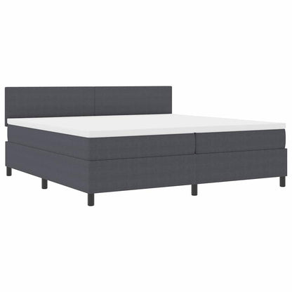 Letto a molle con testiera Grigio Scuro e Bianco 200 x 200 cm