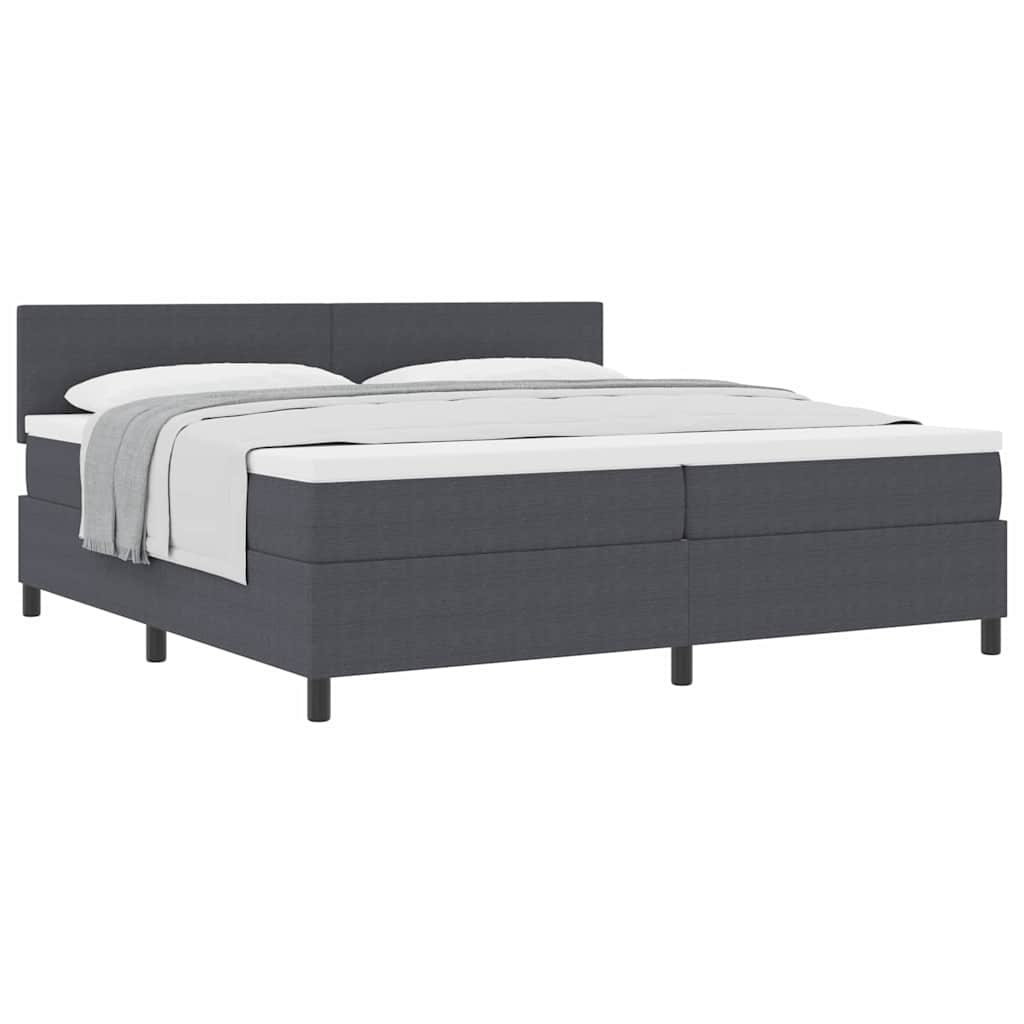 Letto a molle con testiera Grigio Scuro e Bianco 200 x 200 cm