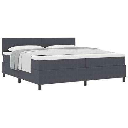 Letto a molle con testiera Grigio Scuro e Bianco 200 x 200 cm