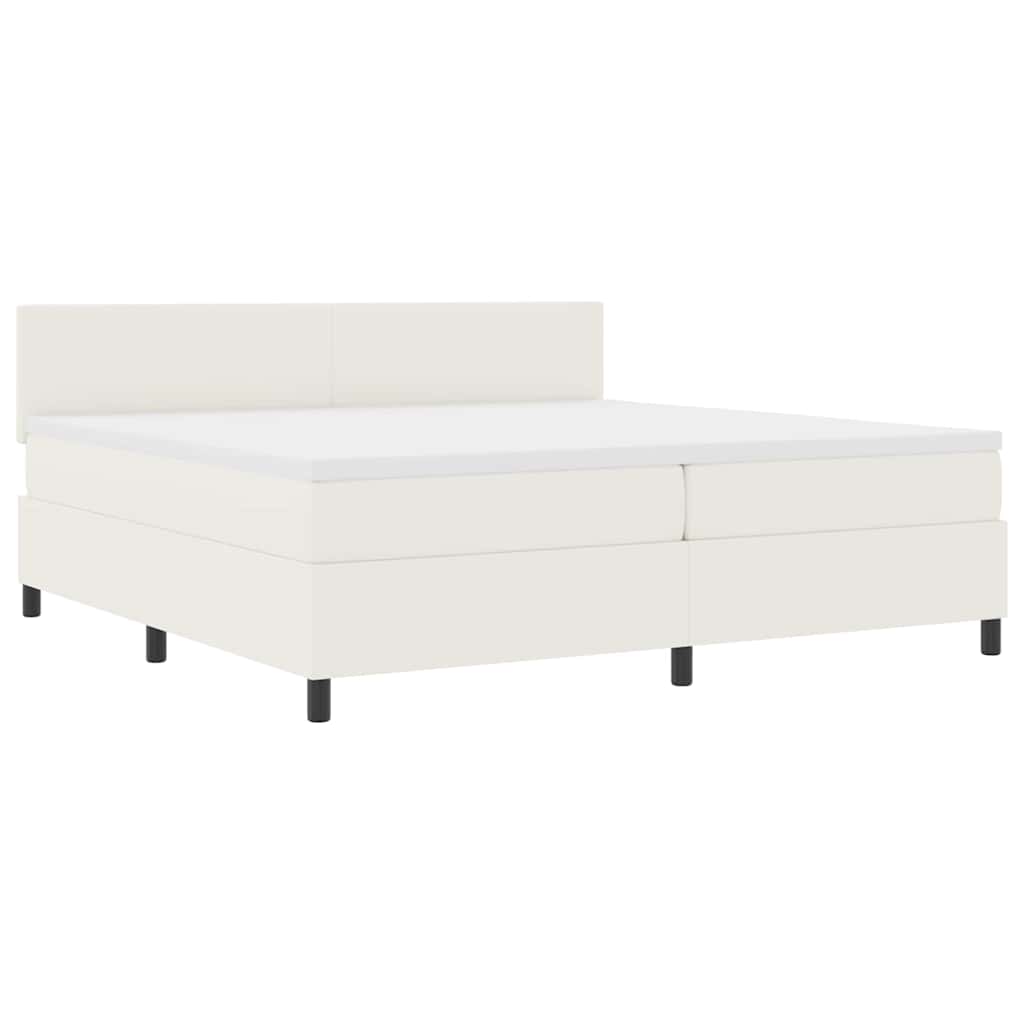 Letto a molle Crema e Bianco 200 x 200 cm Tessuto in Cords