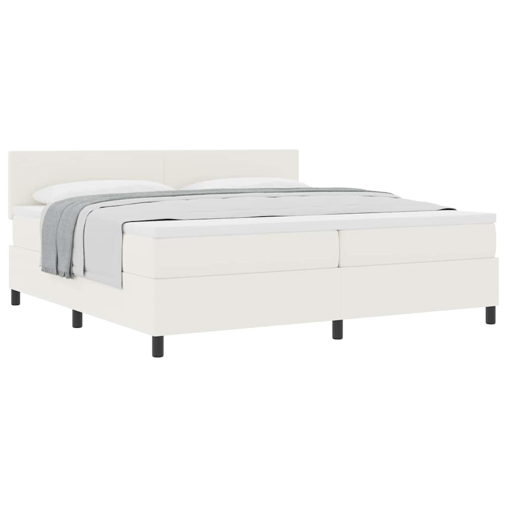 Letto a molle Crema e Bianco 200 x 200 cm Tessuto in Cords