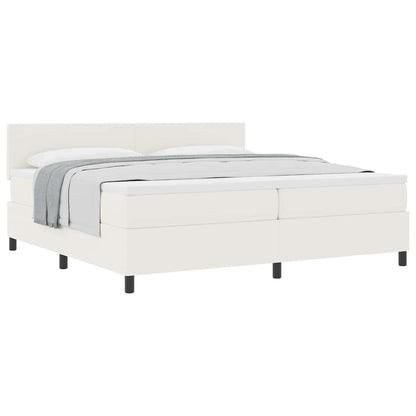 Letto a molle Crema e Bianco 200 x 200 cm Tessuto in Cords