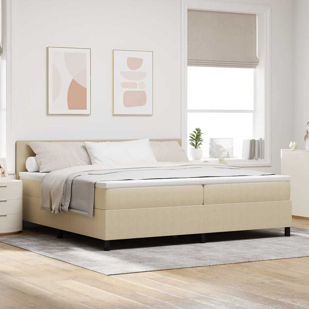 Letto a molle con testiera Grigio chiaro e bianco 200 x 200 cm