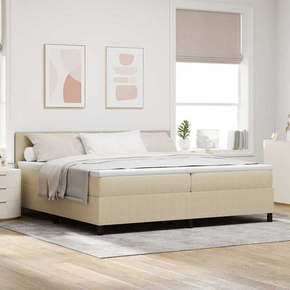 Letto a molle con testiera Grigio chiaro e bianco 200 x 200 cm