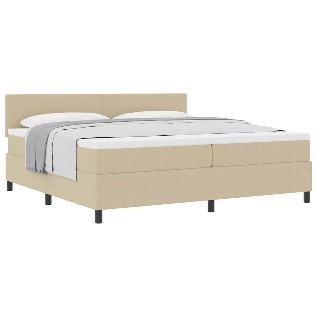 Letto a molle con testiera Grigio chiaro e bianco 200 x 200 cm