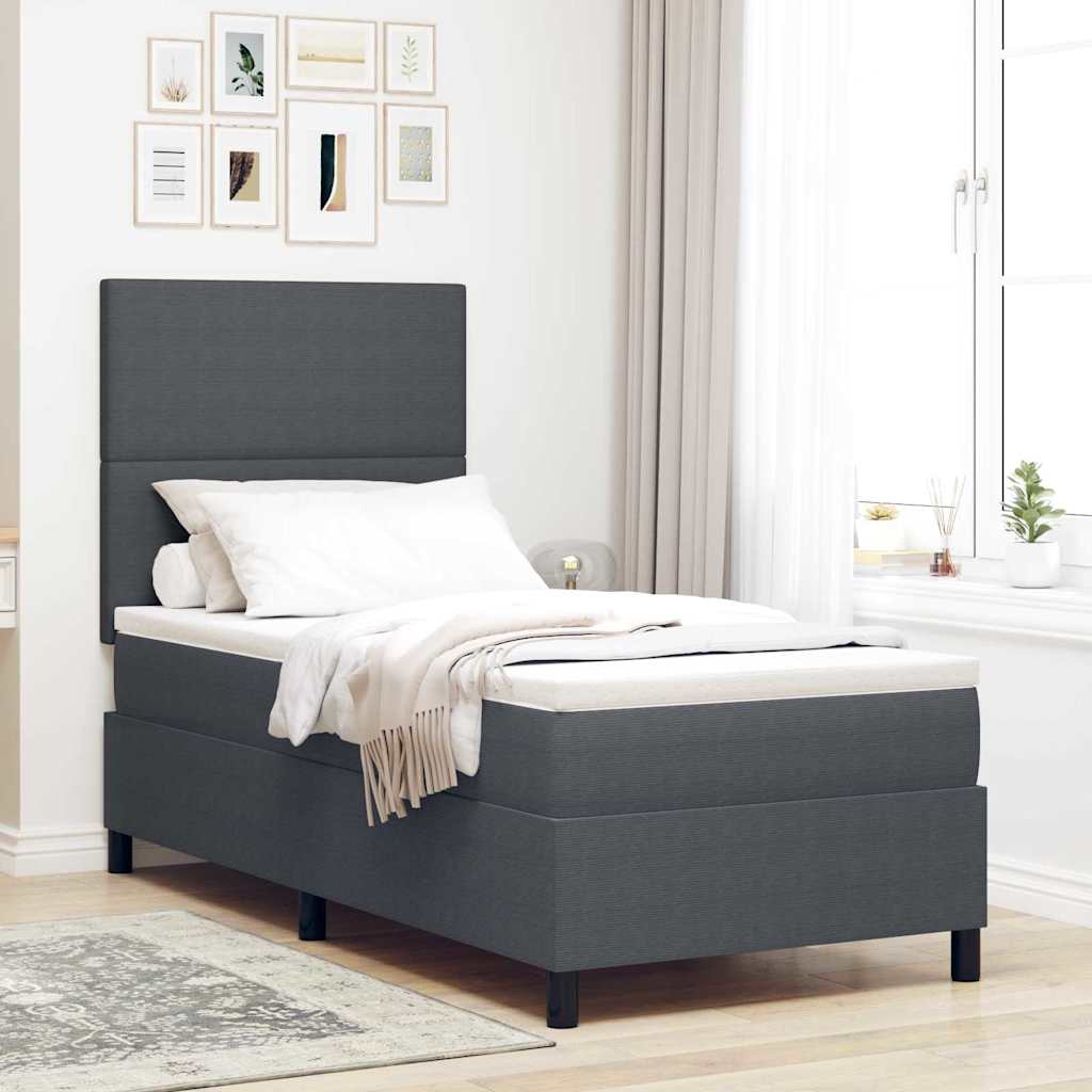 Letto a molle con testiera Grigio Scuro e Bianco 80 x 200 cm