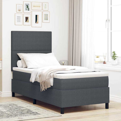 Letto a molle con testiera Grigio Scuro e Bianco 90 x 190 cm