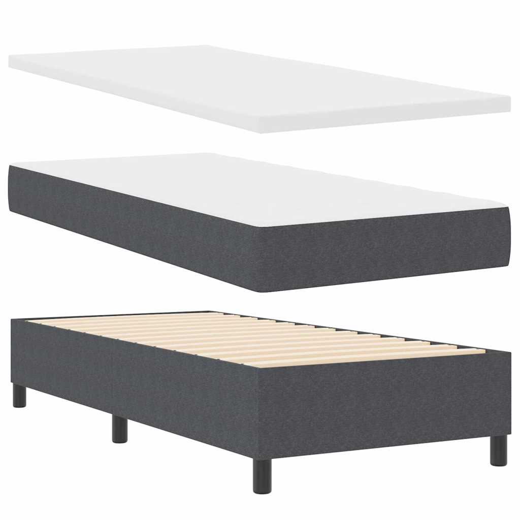 Letto a molle con testiera Grigio Scuro e Bianco 90 x 190 cm