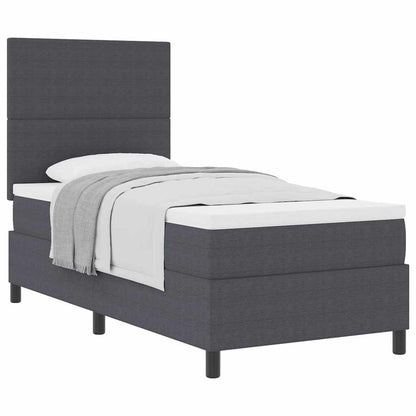Letto a molle con testiera Grigio Scuro e Bianco 90 x 190 cm