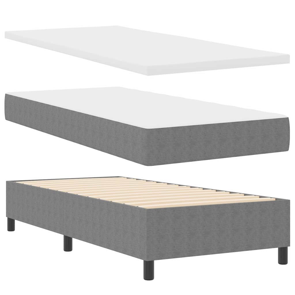 Letto a molle con testiera Grigio chiaro e bianco 90 x 200 cm