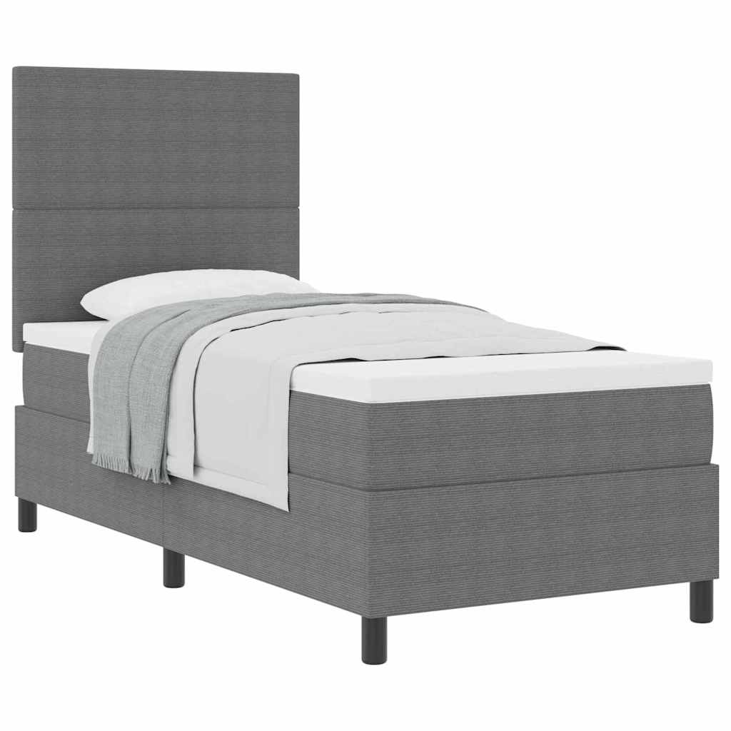 Letto a molle con testiera Grigio chiaro e bianco 90 x 200 cm