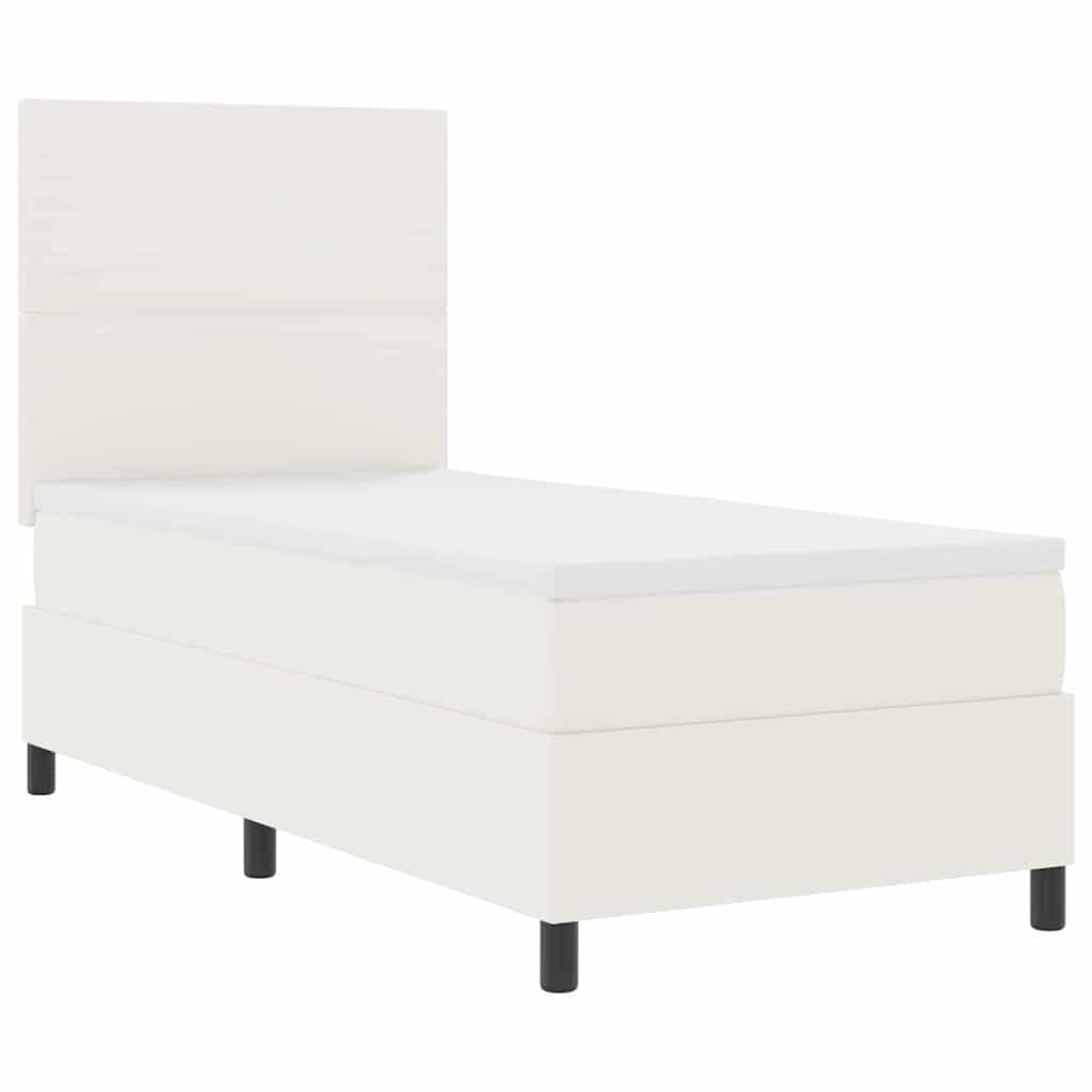 Letto a molle Crema e Bianco 90 x 200 cm Tessuto in Cords