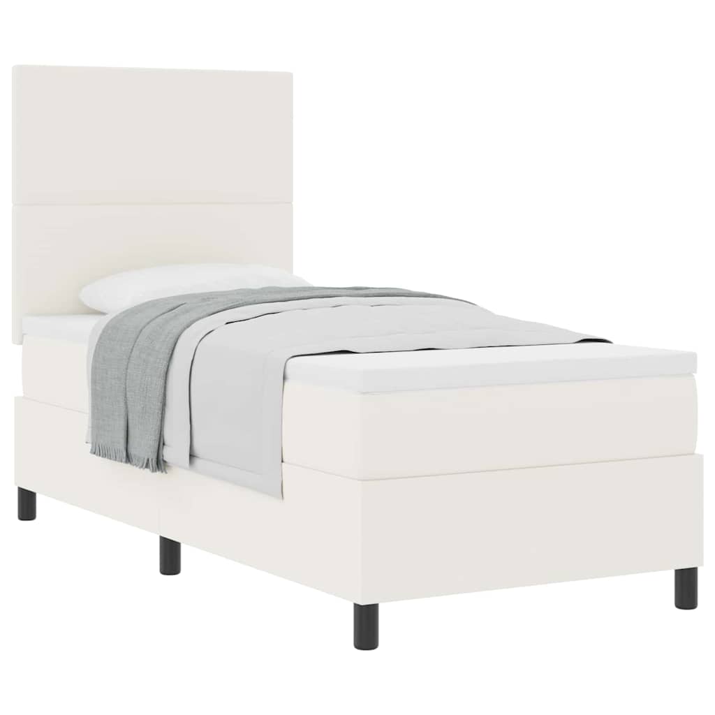 Letto a molle Crema e Bianco 90 x 200 cm Tessuto in Cords