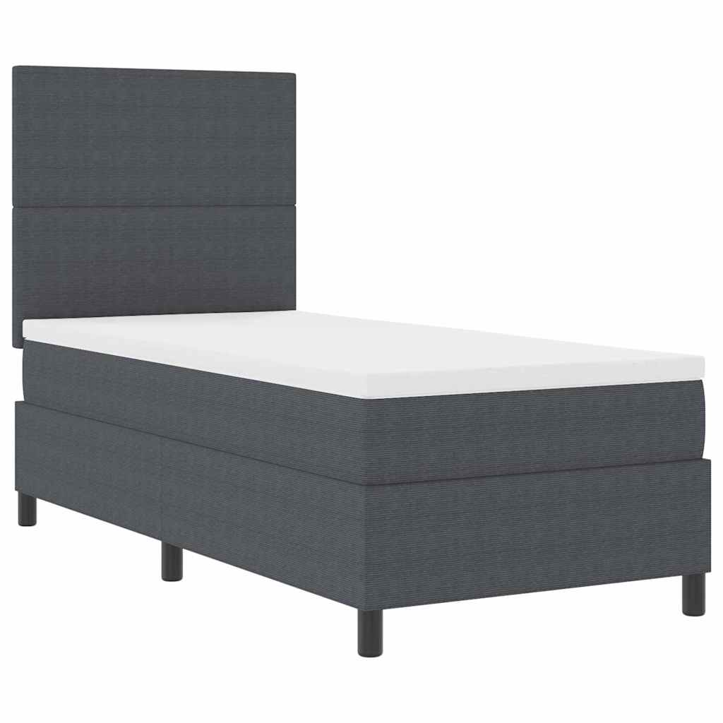 Letto a molle con testiera Grigio Scuro e Bianco 100 x 200 cm