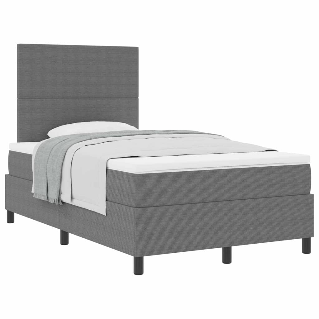 Letto a molle con testiera Grigio chiaro e bianco 120 x 190 cm