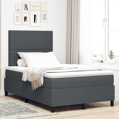 Letto a molle con testiera Grigio Scuro e Bianco 120 x 190 cm