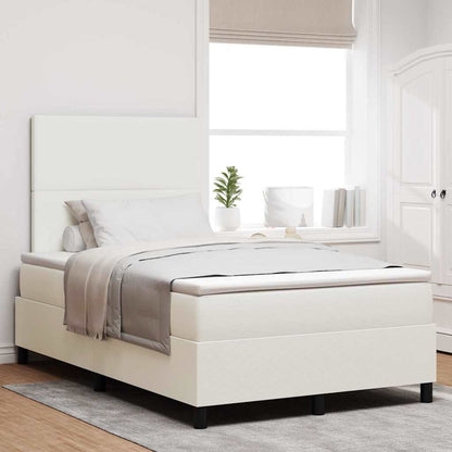 Letto a molle Crema e Bianco 120 x 190 cm Tessuto in Cords